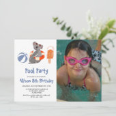Aangepaste foto-zwembad Birthday Party Kaart (Staand voorkant)