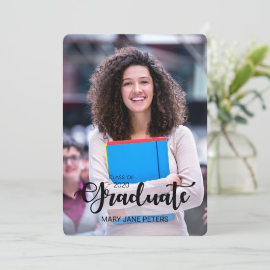 Aangepaste fotoaankondiging voor afgestudeerden 20 kaart (Staand voorkant)