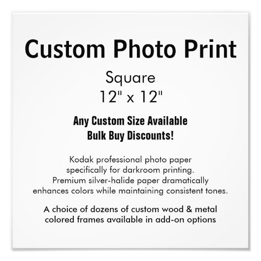 Aangepaste fotoafdrukken - 12 x 12 inch vierkant foto afdruk (Voorkant)