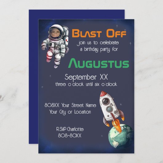 Aangepaste fotoastronaut in buitenruimtetanie kaart (Voorkant / Achterkant)