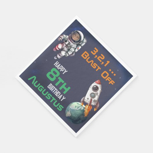 Aangepaste fotoastronaut in buitenruimtetanie servet (Hoek)