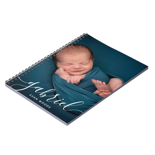Aangepaste fotobabynaam sjabloon gepersonaliseerd notitieboek (Linkerzijde)