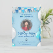 Aangepaste fotoballonnen verjaardagsuitnodiging kaart (Staand voorkant)