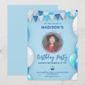 Aangepaste fotoballonnen verjaardagsuitnodiging kaart (Voorkant / Achterkant)