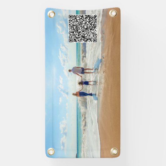 Aangepaste fotobanner met QR-code Spandoek (Verticaal)