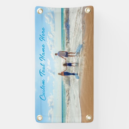 Aangepaste fotobanner met tekst spandoek (Verticaal)