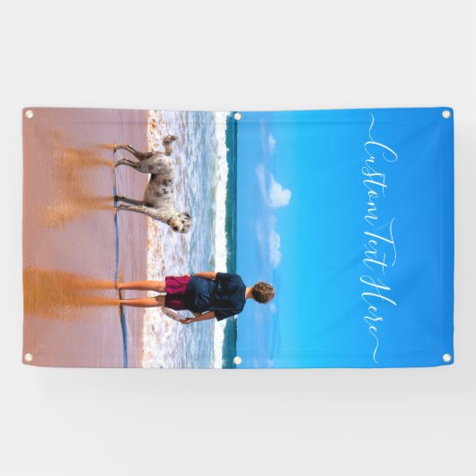 Aangepaste fotobanner met tekst spandoek (Horizontaal)