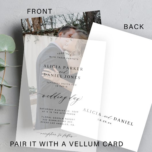 Aangepaste fotobasis voor vellum overlay bruiloft kaart