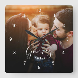 Aangepaste fotobedekking voor de familie vierkante klok