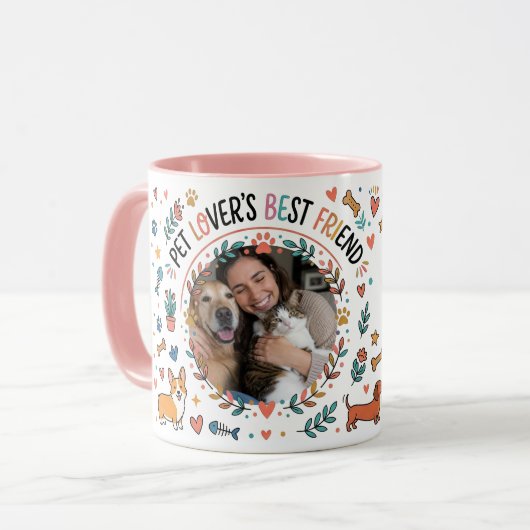 Aangepaste Fotobeker met Huisdier & Naam | Cadeau Mok (Voorkant links)