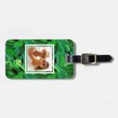 Aangepaste fotobladeren van tropische palmbomen bagagelabel (Voorkant horizontaal)