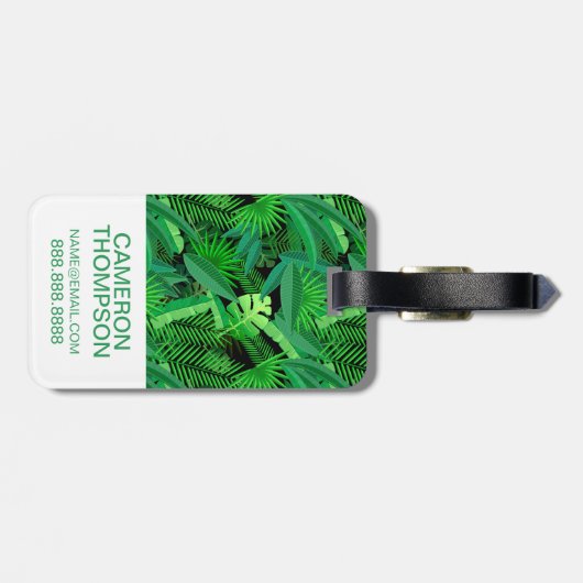 Aangepaste fotobladeren van tropische palmbomen bagagelabel (Achterkant horizontaal)