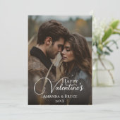 Aangepaste Fotoborstel Script Happy Valentijns Feestdagenkaart (Staand voorkant)