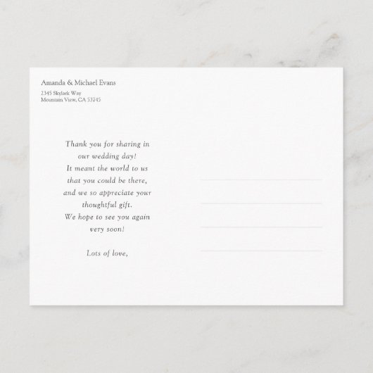 Aangepaste fotobruiloft Bedankt Briefkaart (Achterkant)