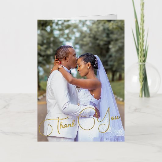 Aangepaste fotobruiloft Bedankt Folie Wenskaart (Voorkant)