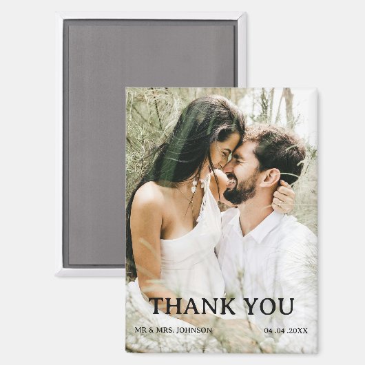 Aangepaste fotobruiloft Bedankt Magneet (Voorkant / Achterkant)