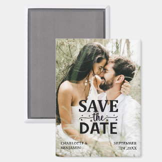 Aangepaste fotobruiloft bespaart de datum magneet