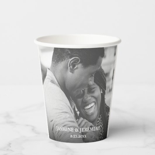 Aangepaste fotobruiloft papieren bekers (Achterkant)