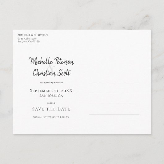 Aangepaste fotobruiloft Sla de datum op Aankondigingskaart (Achterkant)