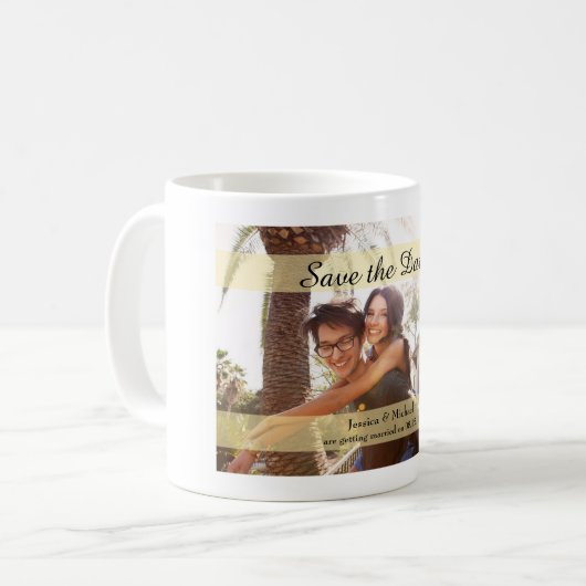 Aangepaste fotobruiloft Sla de datum op Koffiemok (Voorkant links)