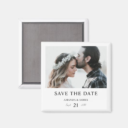 Aangepaste fotobruiloft Sla de datum op Magneet (Voorkant / Achterkant)