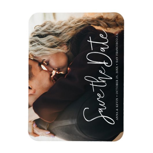 Aangepaste fotobruiloft Sla de datum op Magneet (Verticaal)