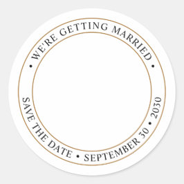 Aangepaste fotobruiloft Sla de datum op Ronde Sticker