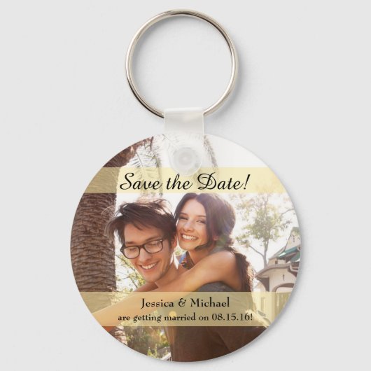 Aangepaste fotobruiloft Sla de datum op Sleutelhanger (Voorkant)