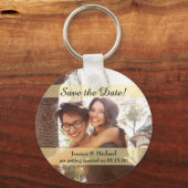 Aangepaste fotobruiloft Sla de datum op Sleutelhanger (Voorkant)
