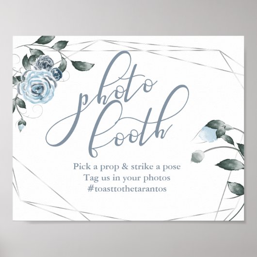 Aangepaste Fotocabine Dusty Blauw Bloemen Teken Poster (Voorkant)