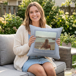 Aangepaste fotocadeaus voor 21-jarige vrouw Blauw Kussen