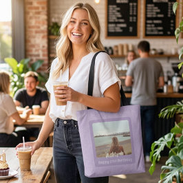 Aangepaste fotocadeaus voor 21-jarige vrouw Violet Tote Bag