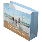 Aangepaste fotocadeautas met gepersonaliseerde tek groot cadeauzakje (Voorkant Gekanteld)