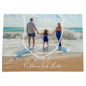 Aangepaste fotocadeautszak met tekstnaam groot cadeauzakje (Voorkant)