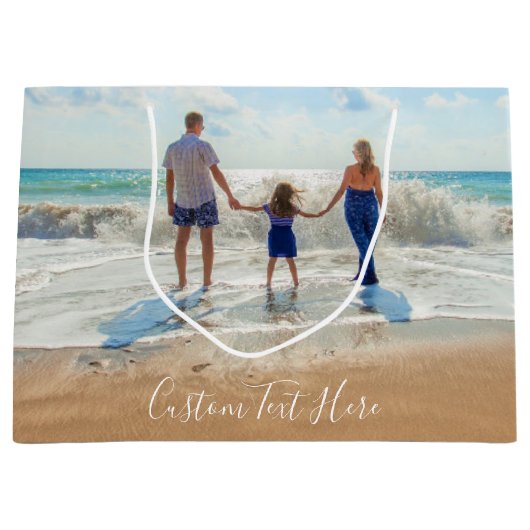 Aangepaste fotocadeautszak met tekstnaam groot cadeauzakje (Voorkant)