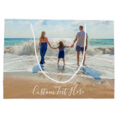 Aangepaste fotocadeautszak met tekstnaam groot cadeauzakje (Achterkant)