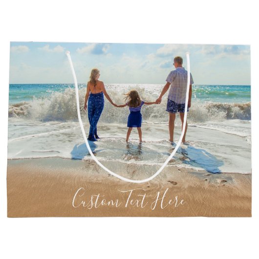 Aangepaste fotocadeautszak met tekstnaam groot cadeauzakje (Achterkant)