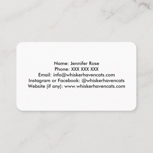 Aangepaste fotocattery Visitekaartje (Achterkant)