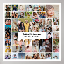 Aangepaste fotocollage 50 foto's 50ste verjaardag poster