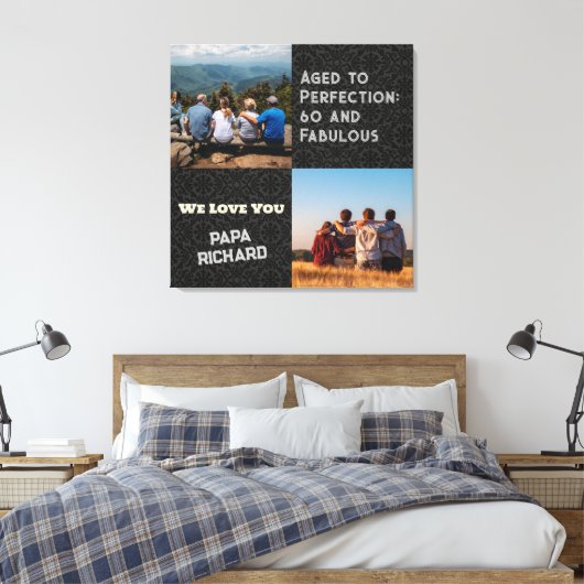 Aangepaste Fotocollage 60th Verjaardagscadeaus voo Canvas Afdruk (Insitu (Slaapkamer))
