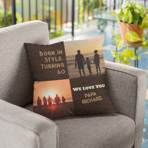 Aangepaste Fotocollage 60th Verjaardagscadeaus voo Kussen