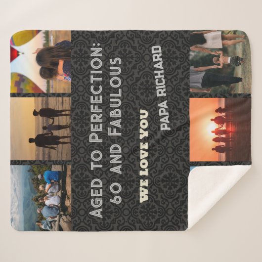 Aangepaste Fotocollage 60th Verjaardagscadeaus voo Sherpa Deken (Voorkant (horizontaal))