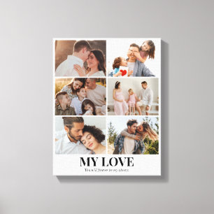 Aangepaste fotocollage 6 foto's raster 11x14 Wit Canvas Afdruk