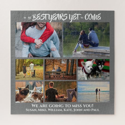 Aangepaste fotocollage | 8 houtskool grijs legpuzzel (Verticaal)