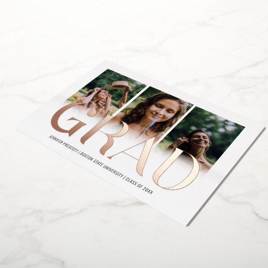 Aangepaste Fotocollage Afstuderen 2025 Folie Kaart (Gedraaid)