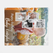 Aangepaste Fotocollage Baby Verjaardag Naam Fleece Deken (Voorkant (Horizontaal))