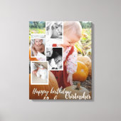 Aangepaste Fotocollage Baby Verjaardagsnaam Canvas Afdruk (Voorkant)