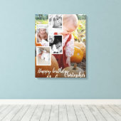 Aangepaste Fotocollage Baby Verjaardagsnaam Canvas Afdruk (Insitu (Houten vloer))