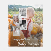 Aangepaste Fotocollage Baby Verjaardagsnaam Fleece Deken (Voorkant)