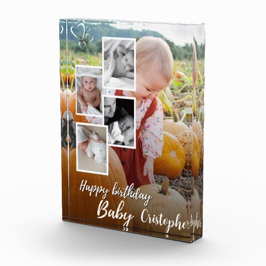 Aangepaste Fotocollage Baby Verjaardagsnaam Fotoblokken (Rechts)